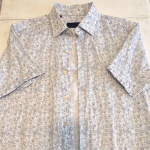David Donahue Blue Patterned Short Sleeve Shirt